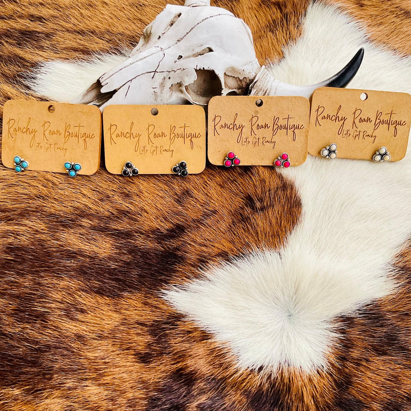 Western Triangle Stone Stud Earrings - Ranchy Roan Boutique