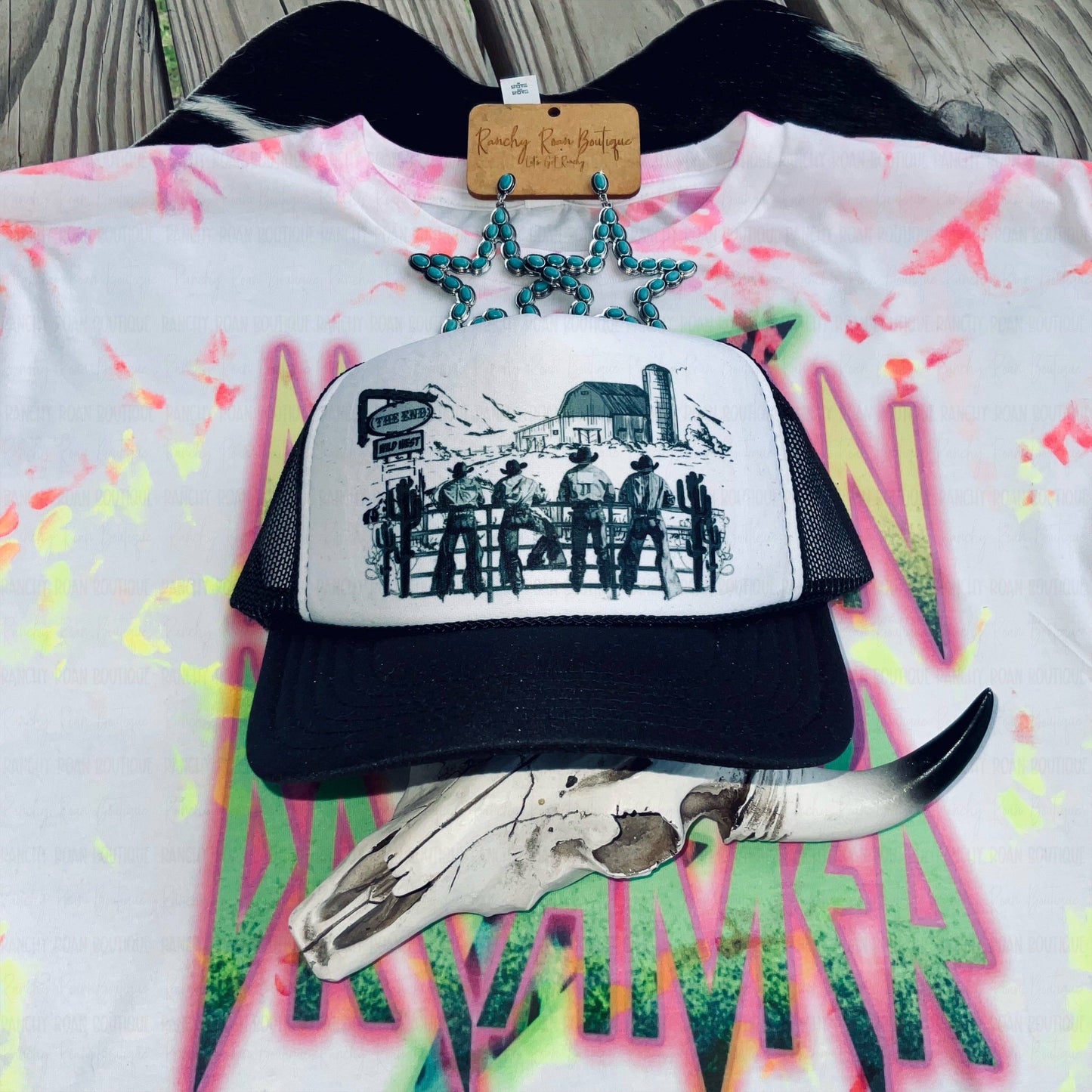 Cowboy Scene Western Foam Trucker Hat - Ranchy Roan Boutique