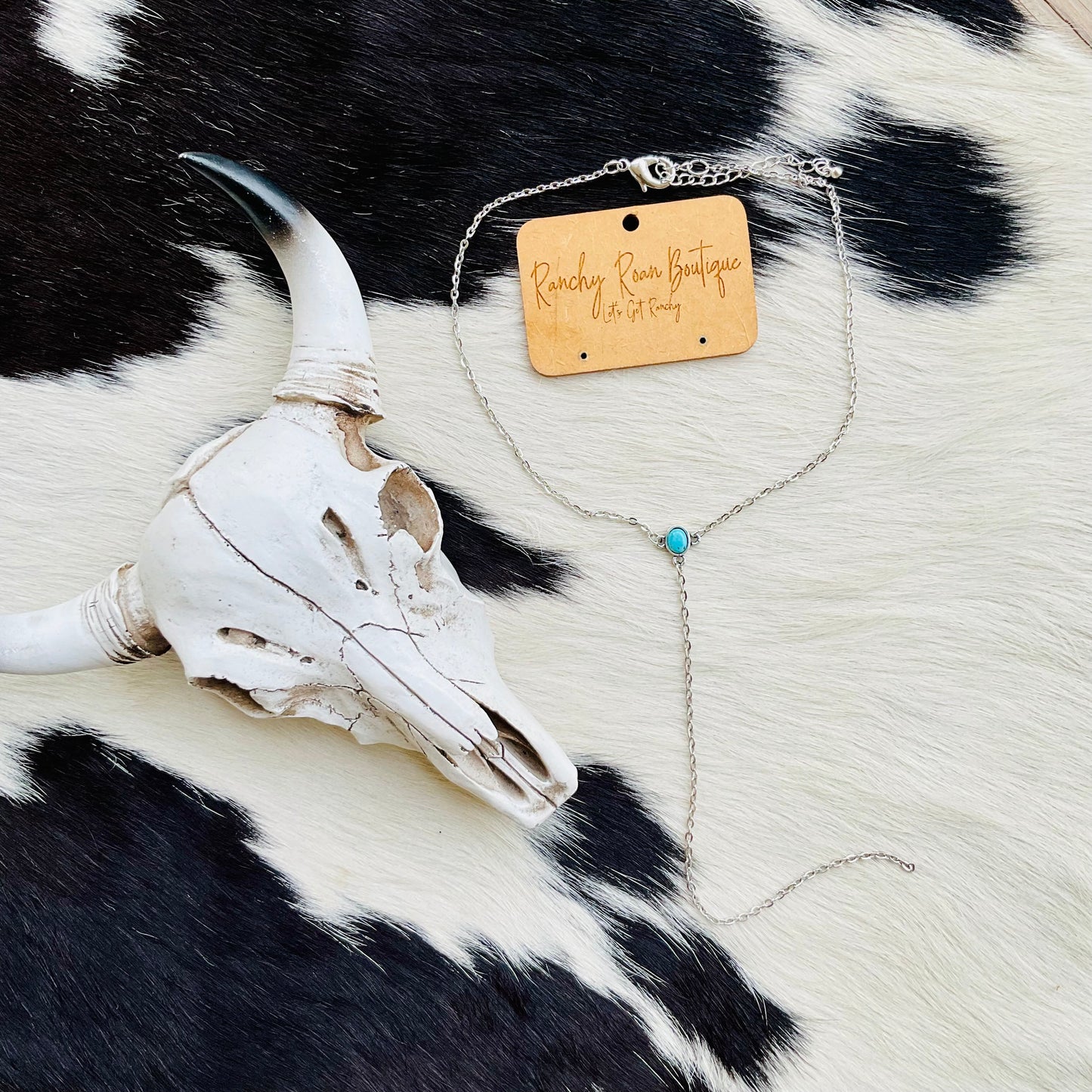 Small Chain & Turquoise Western Boho Necklace - Ranchy Roan Boutique