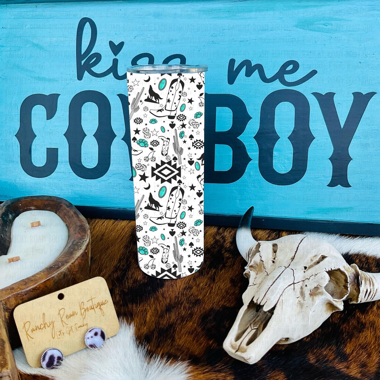 Boho Collage Vibes Western Skinny Tumbler - Ranchy Roan Boutique