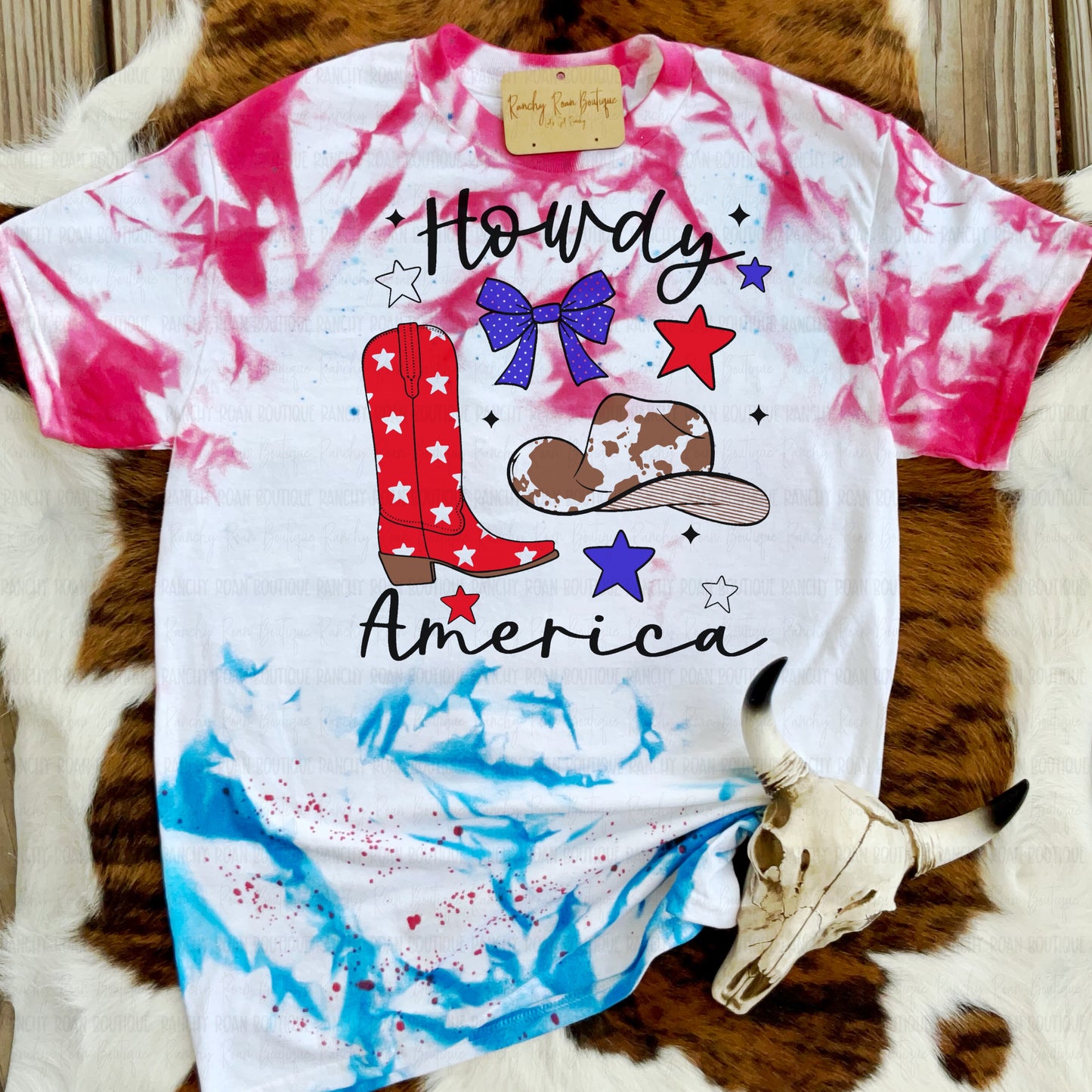 Howdy America Splatter Western Tee