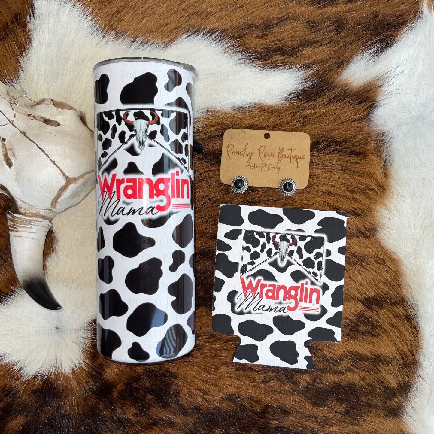 Wranglin Mama Cow Print 20 oz Tumbler - Ranchy Roan Boutique