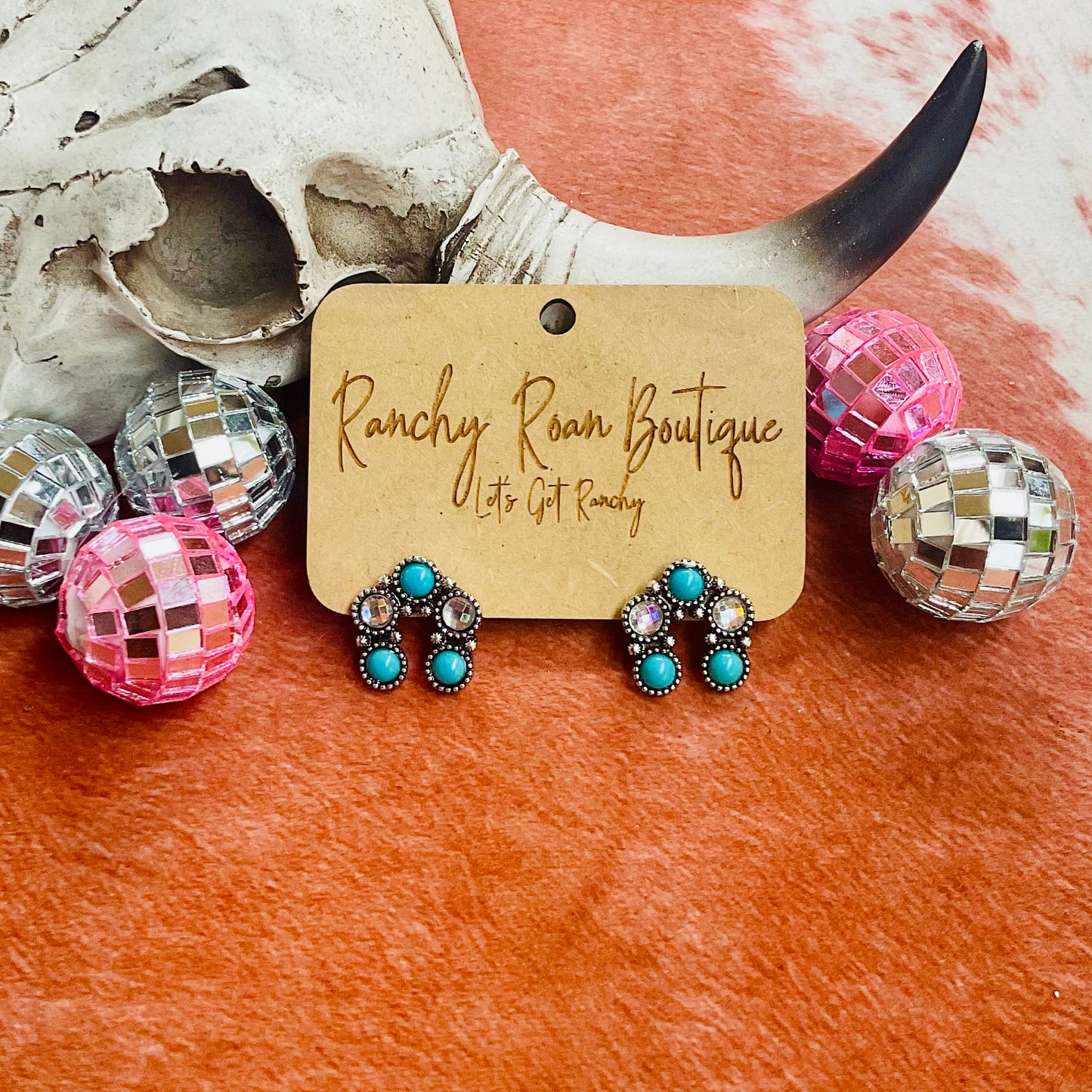 Western Squash Blossom Stud Earrings