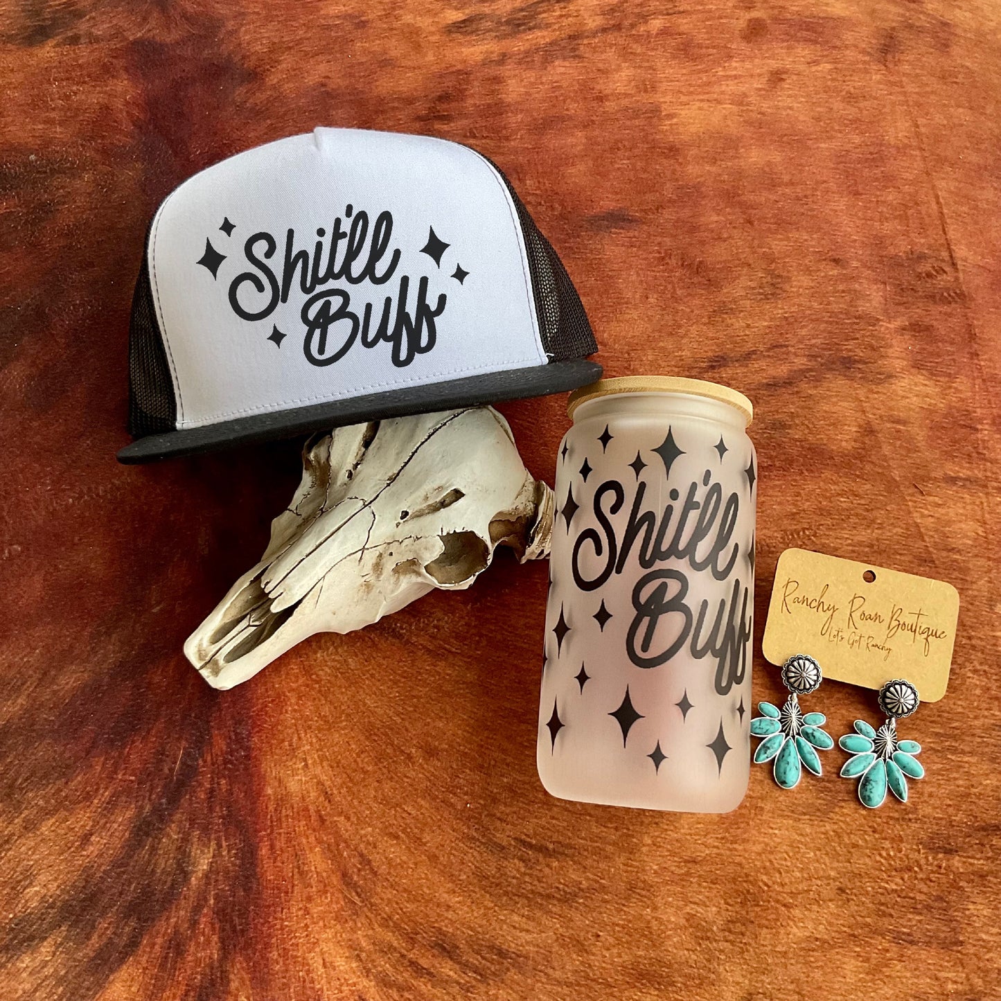 Shit’ll Buff Frosted Glass Western 16 oz Tumbler - Ranchy Roan Boutique