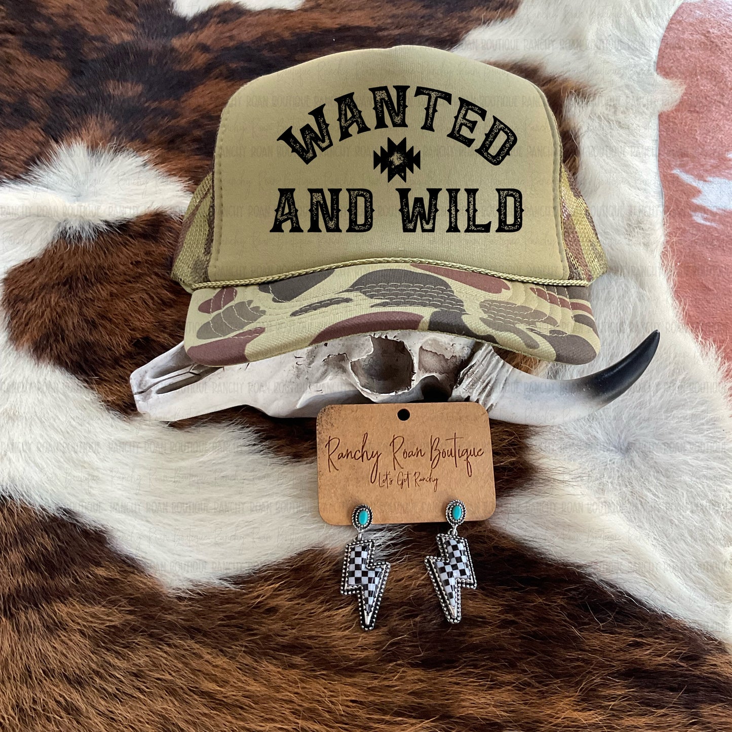 Wanted and Wild Camo Western Trucker Hat