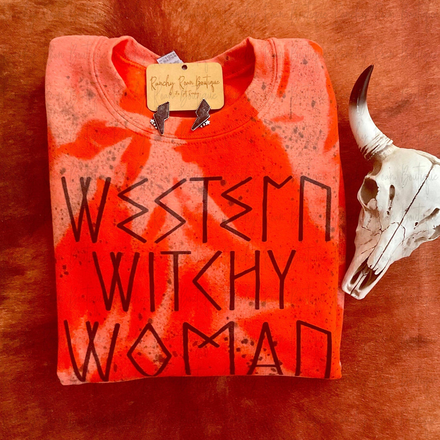 Western Witchy Women Distressed Splatter Sweatshirt - Ranchy Roan Boutique