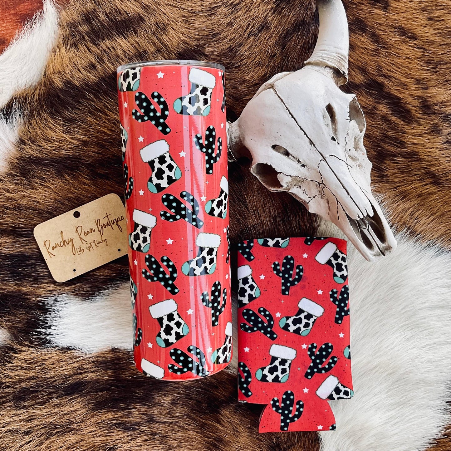 Western Christmas Stocking 20oz Skinny Tumbler - Ranchy Roan Boutique