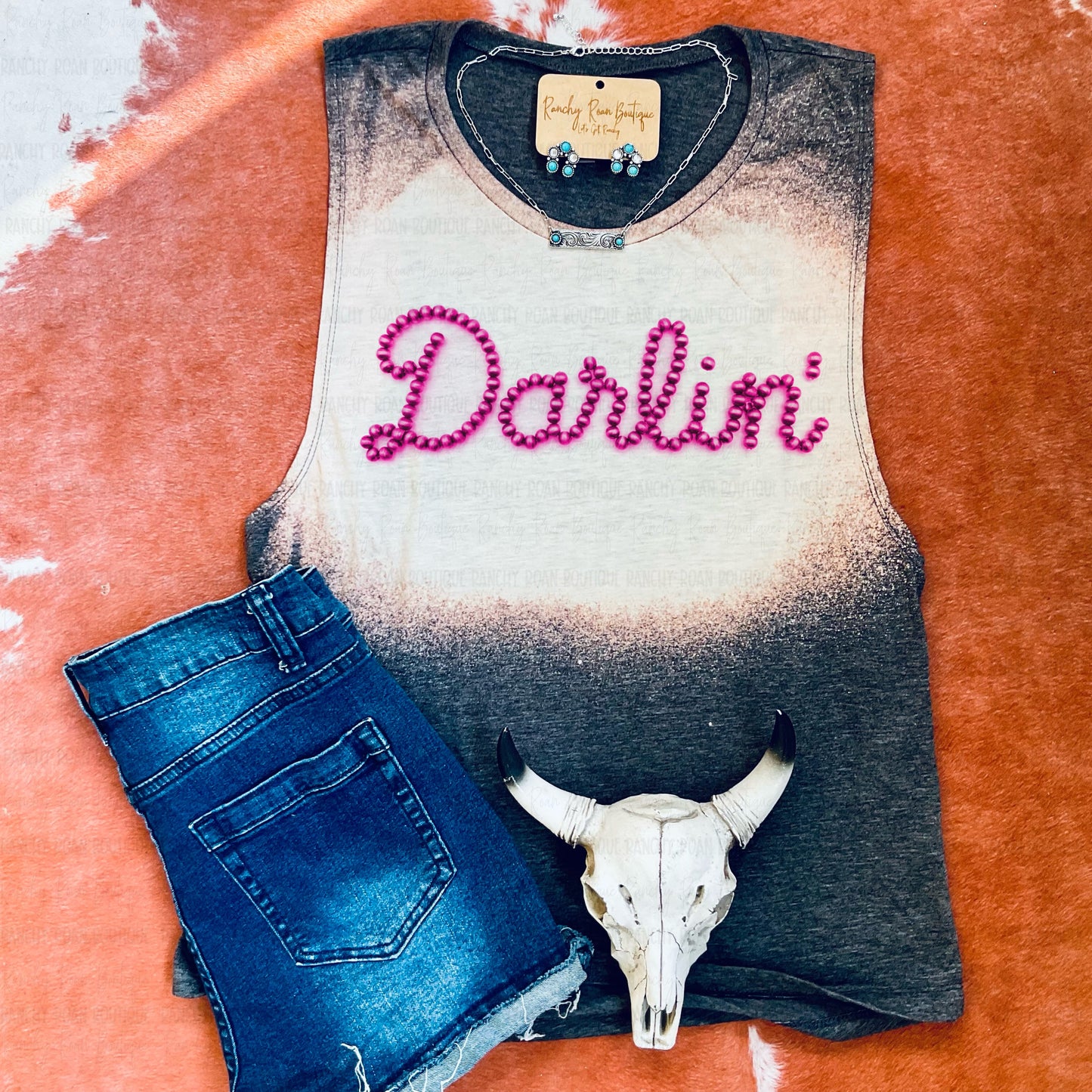 Darlin’ Hot Pink Stud Festival Muscle Tank