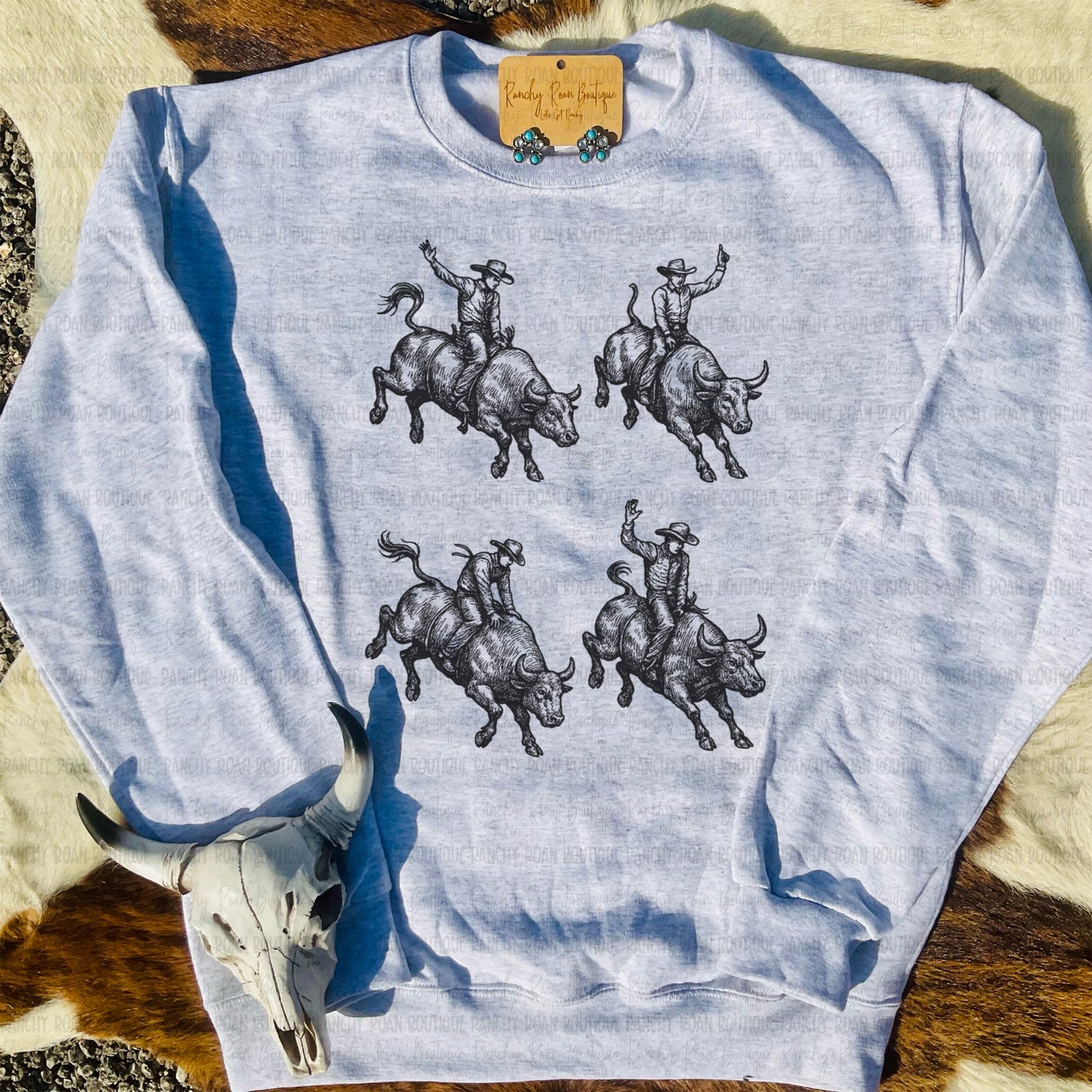Rodeo Bull Cowboys Graphic Western Sweatshirt