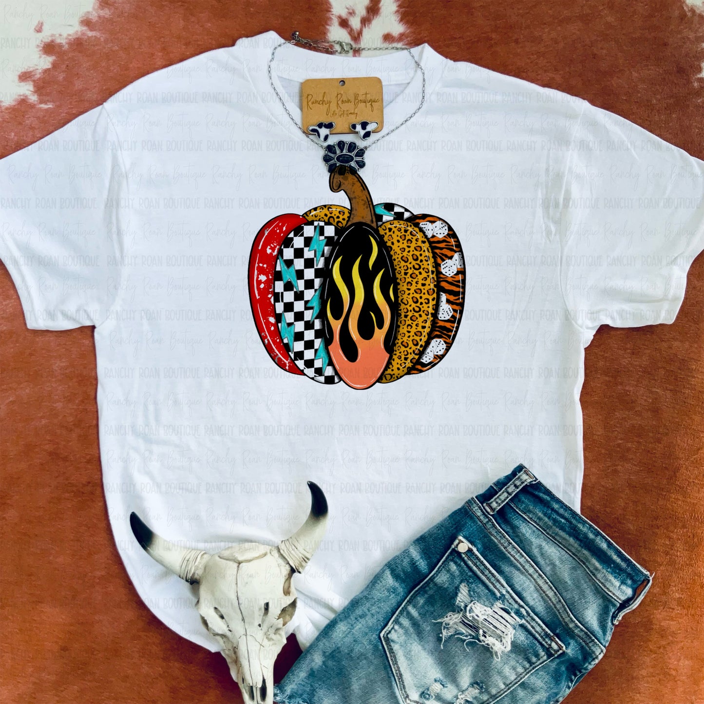 Western Y’allternative Patchwork Pumpkin Graphic Tee