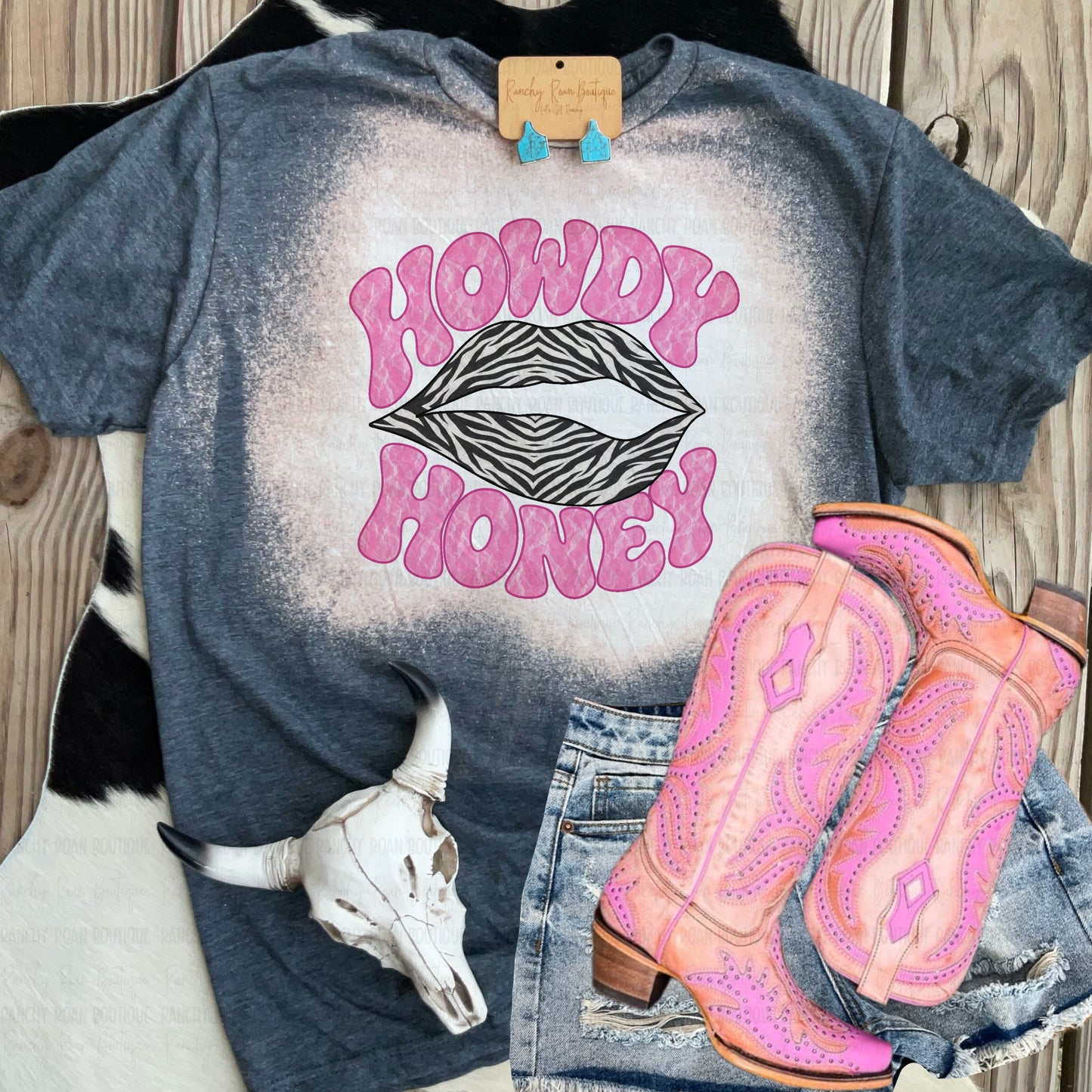Howdy Honey Zebra Lips Western Graphic Tee