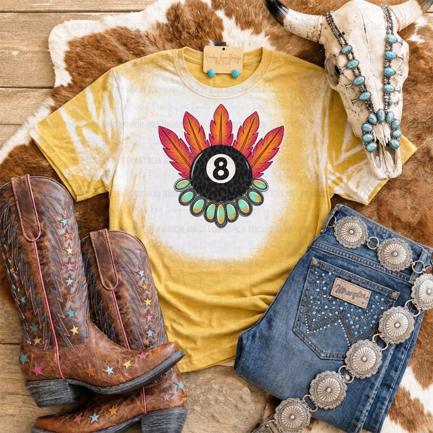Eight Ball Headdress Western Graphic Tee