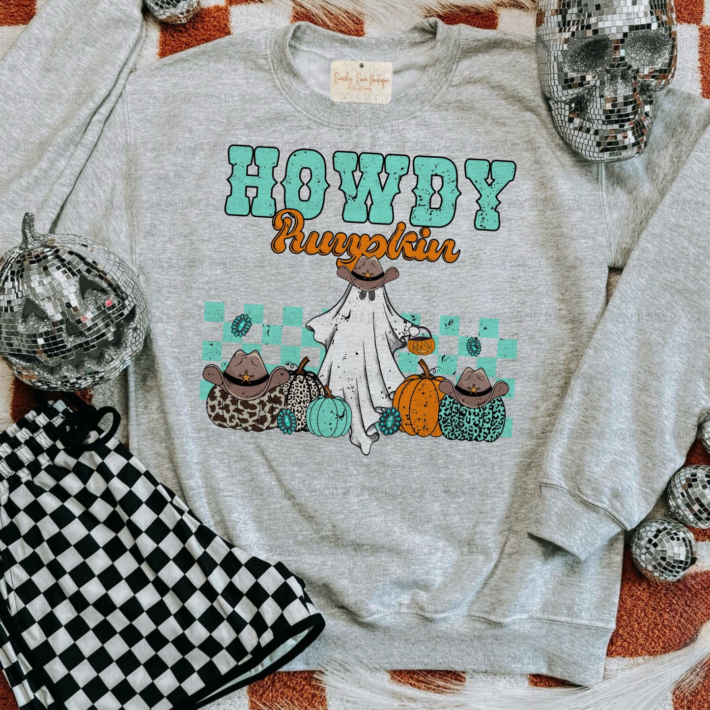 Howdy Pumpkin Western Halloween Graphic Sweatshirt