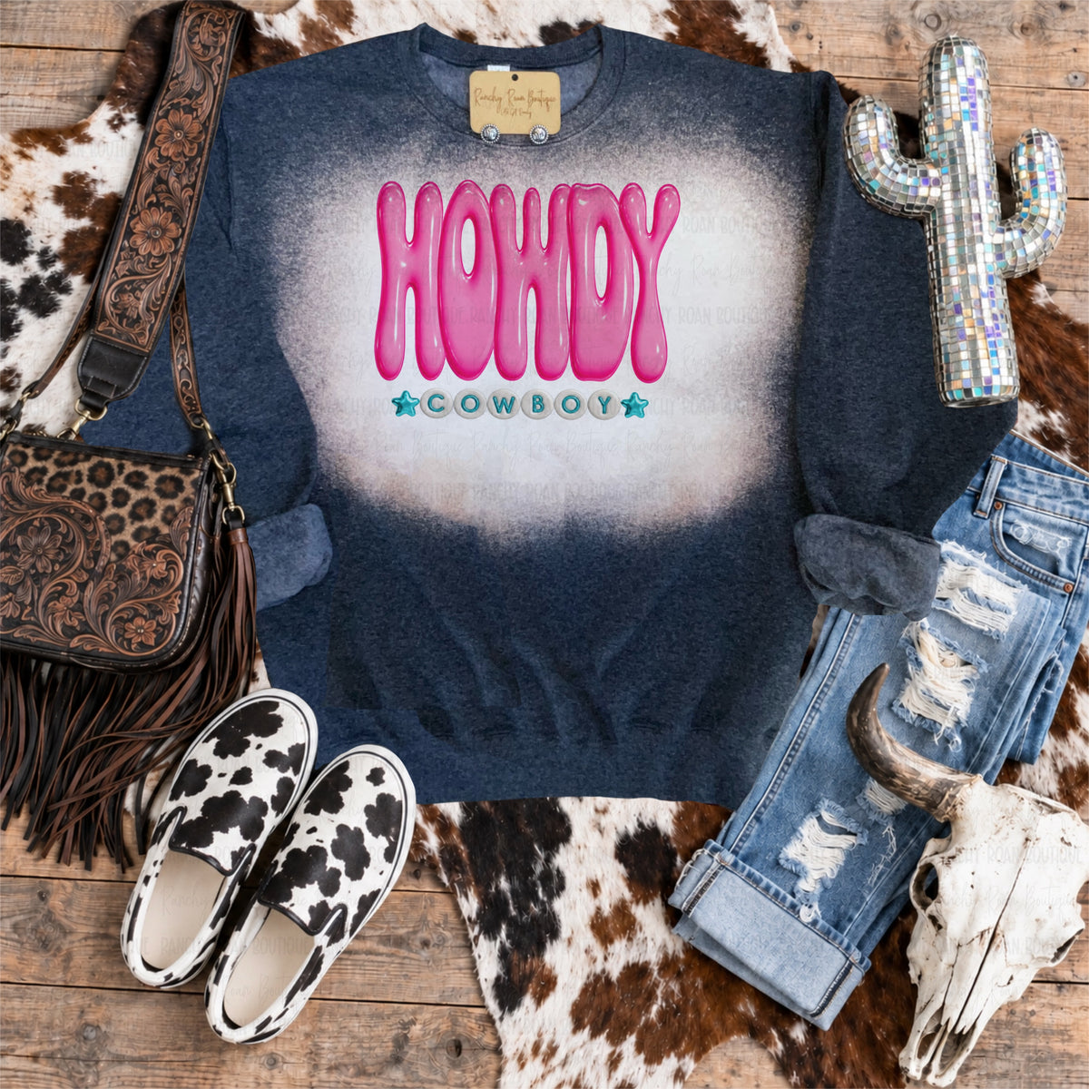 Howdy Cowboy Retro Western Graphic Sweatshirt