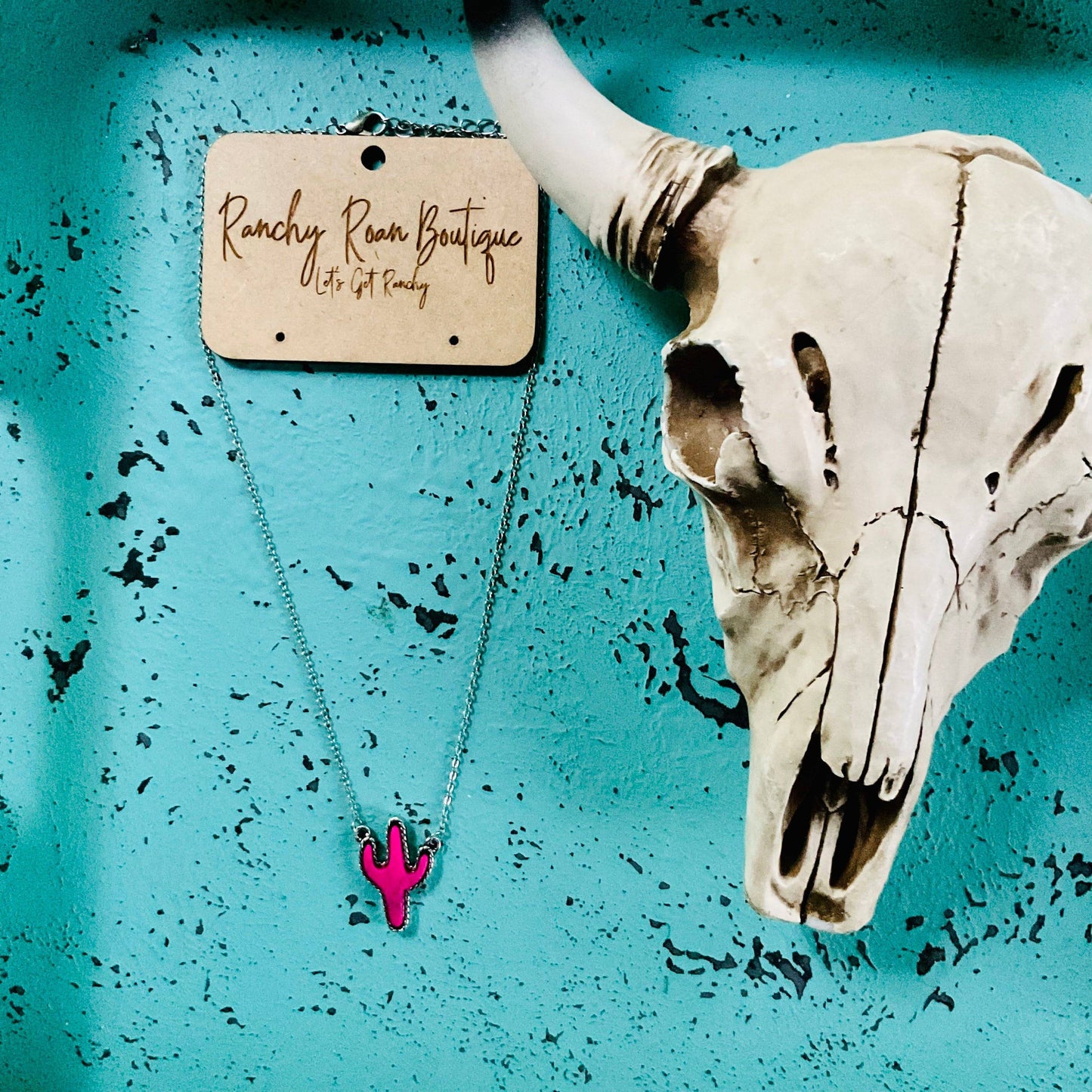 Cactus Pink Pendant Necklace - Ranchy Roan Boutique