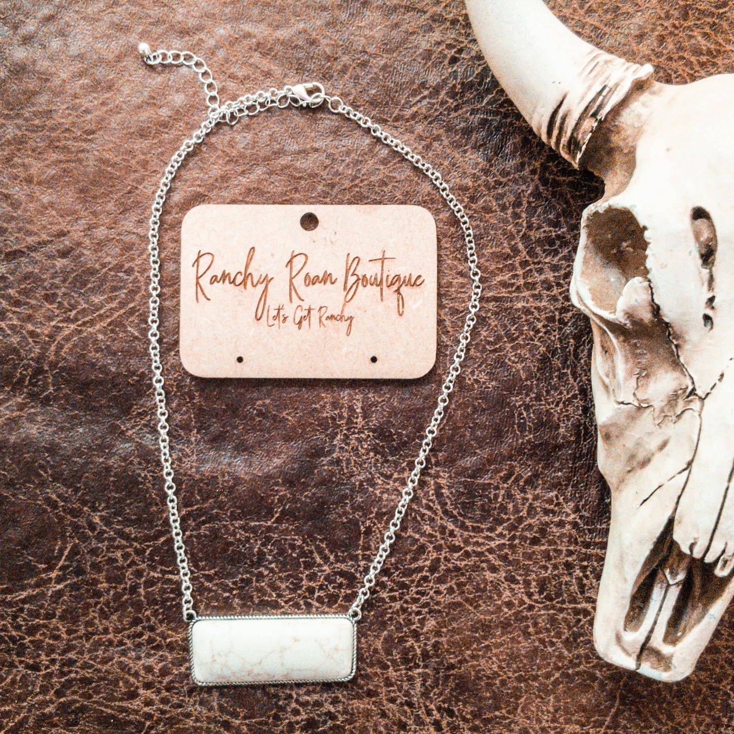 Natural Turquoise Color Stone Bar Necklace - Ranchy Roan Boutique
