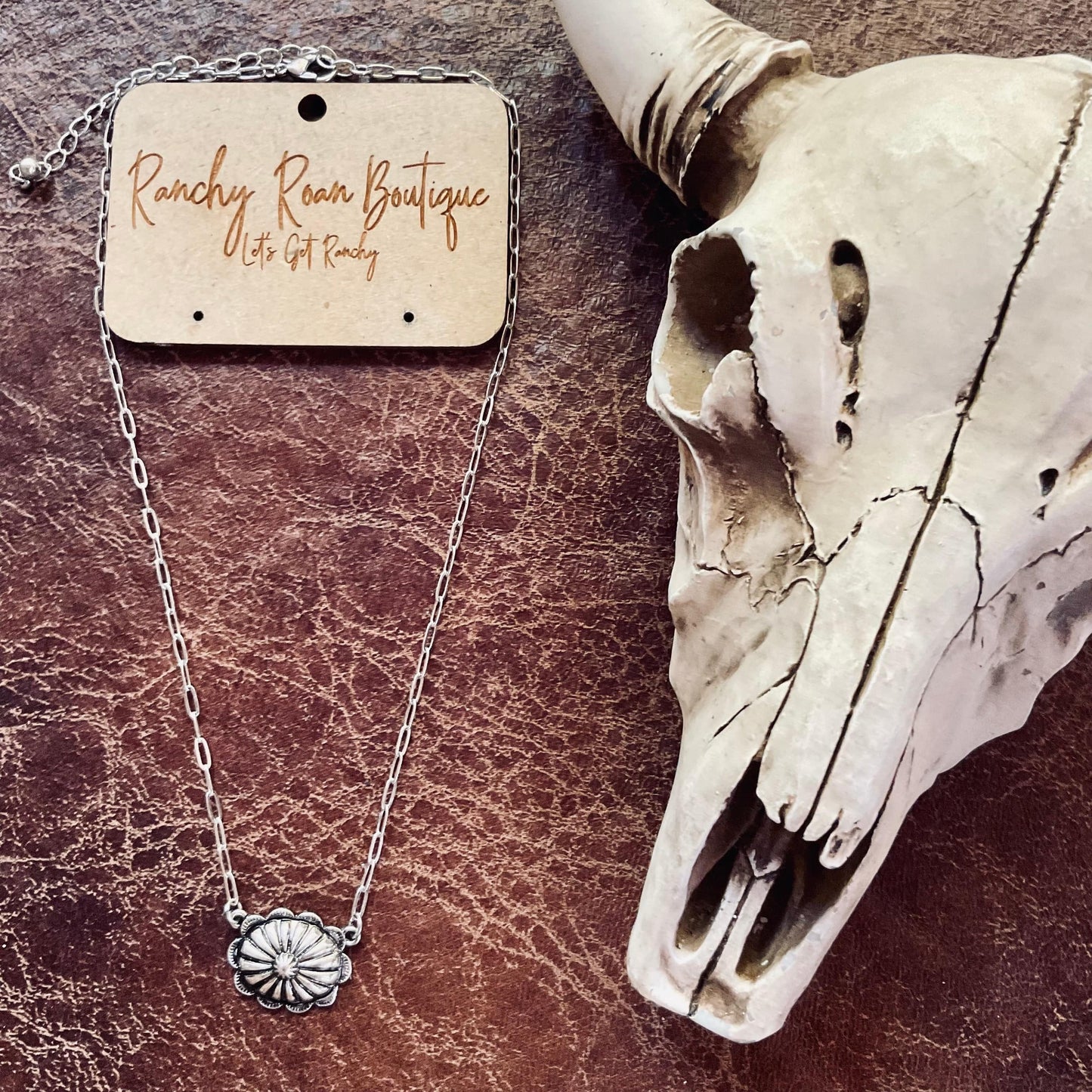 Western Concho Chain Necklace - Ranchy Roan Boutique
