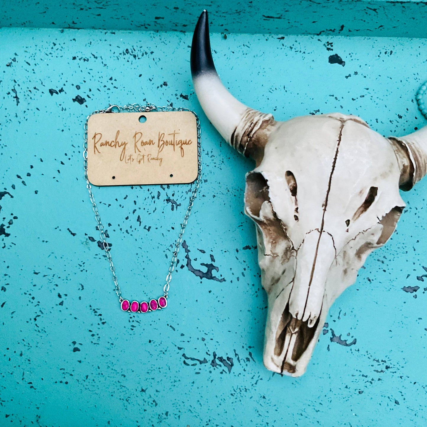 Pink Stone Bar Pendant Choker - Ranchy Roan Boutique