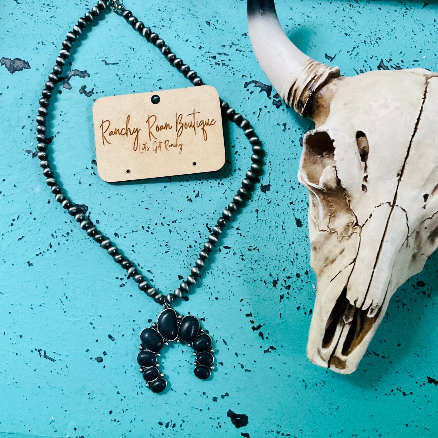 Black Turquoise Color Blossom with Navajo Style Necklace - Ranchy Roan Boutique