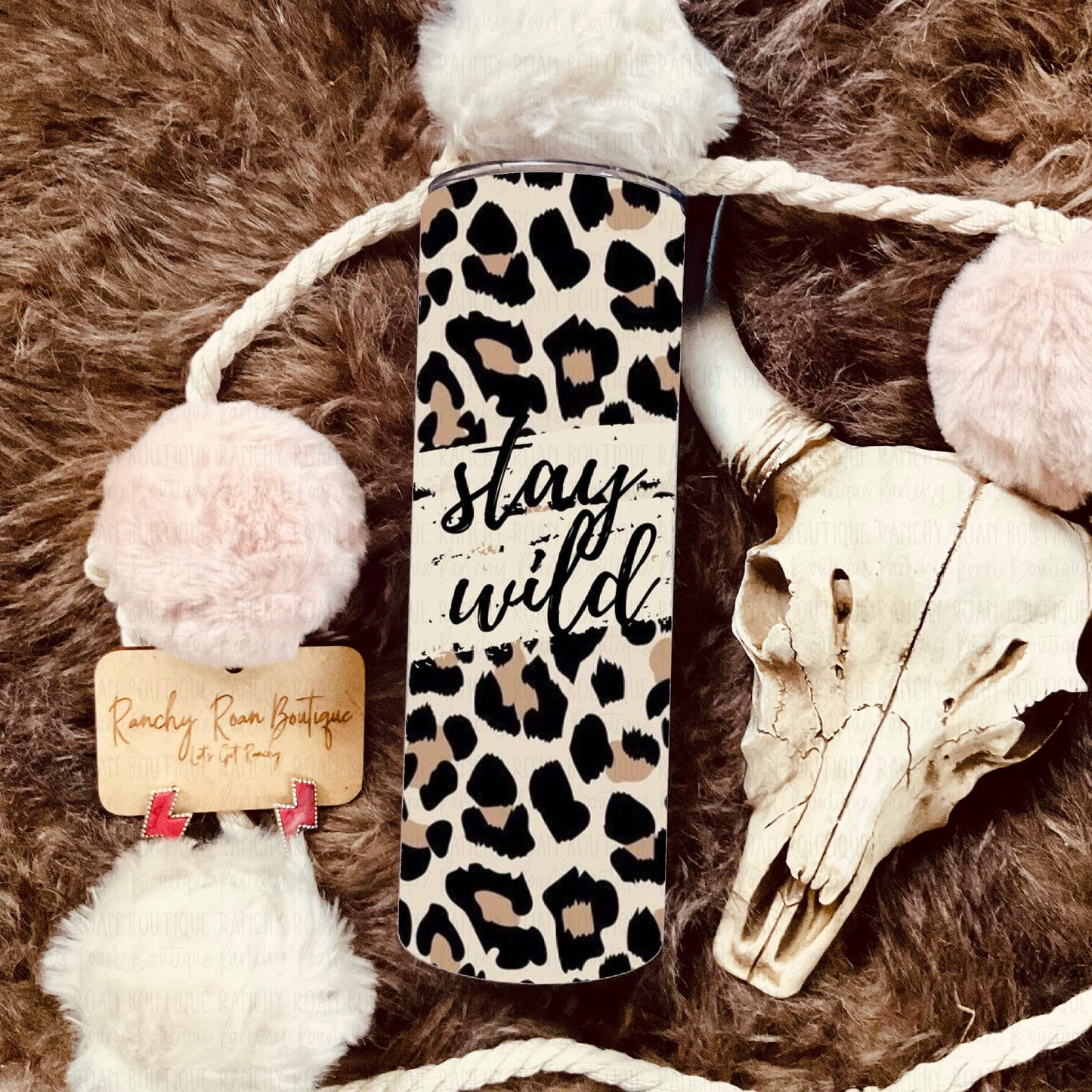 Leopard Stay Wild 20oz Skinny Tumbler - Ranchy Roan Boutique