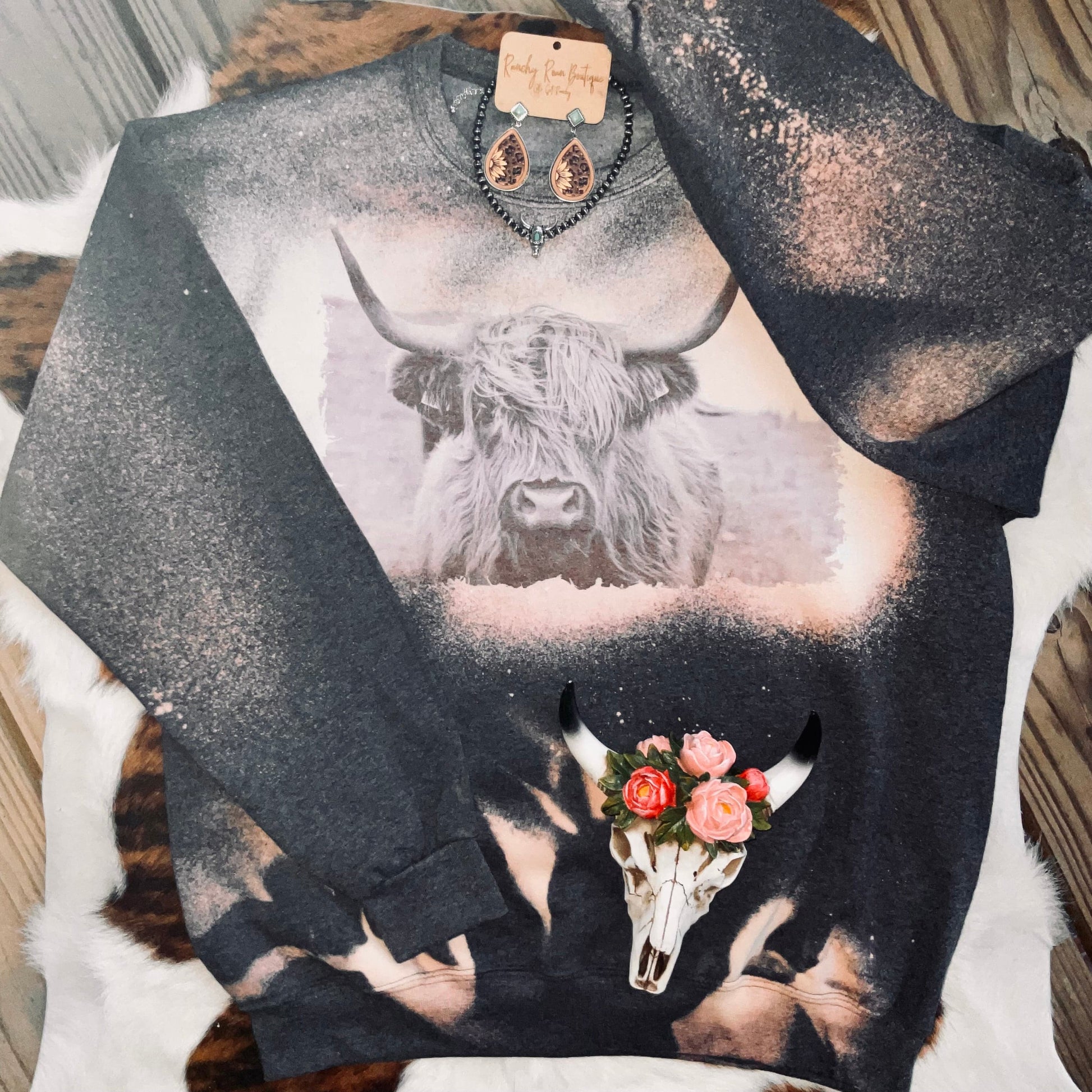 Highland Cowboy Distressed  Sweatshirt.