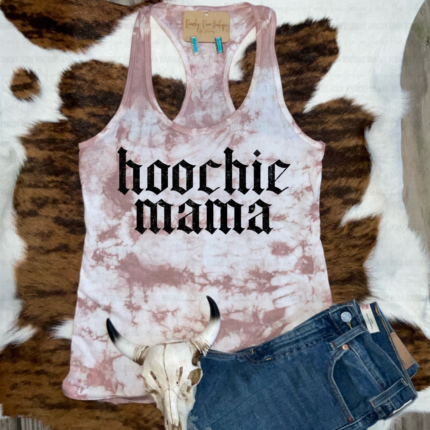 Hoochie Mama Tie-Dye Tank | Western Graphic Racerback Muscle Tank