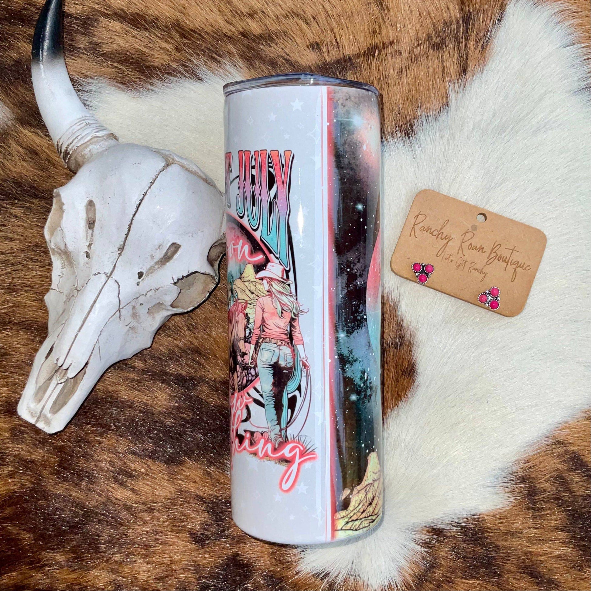 Hot July Moon Cowgirl Western Skinny Tumbler - Ranchy Roan Boutique 