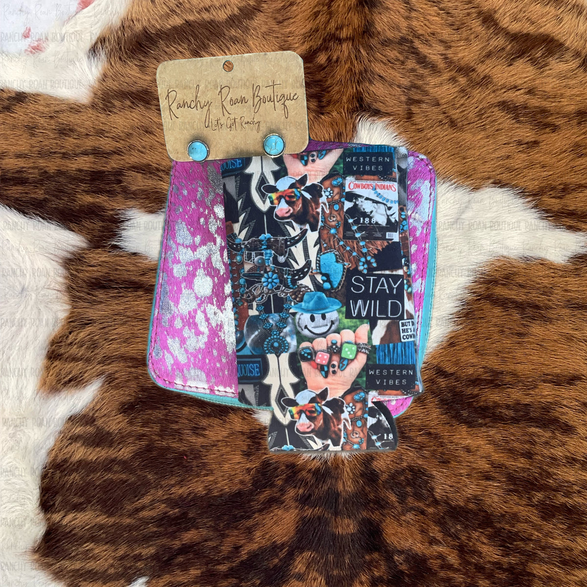 Western Vibes Stay Wild Cowgirl Collage Koozie