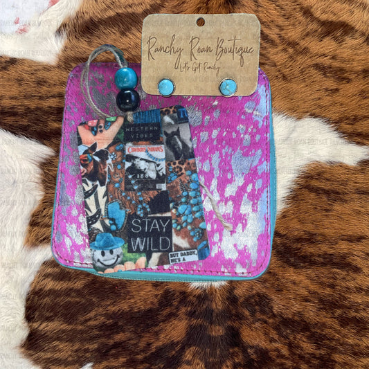 Western Vibes Stay Wild Cowgirl Collage Felt Freshie