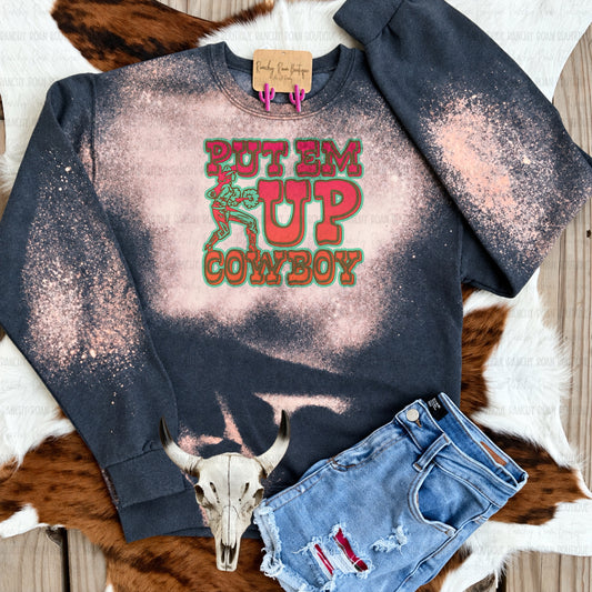 Put Em Up Cowboy Retro Western Sublimation Graphic Sweatshirt