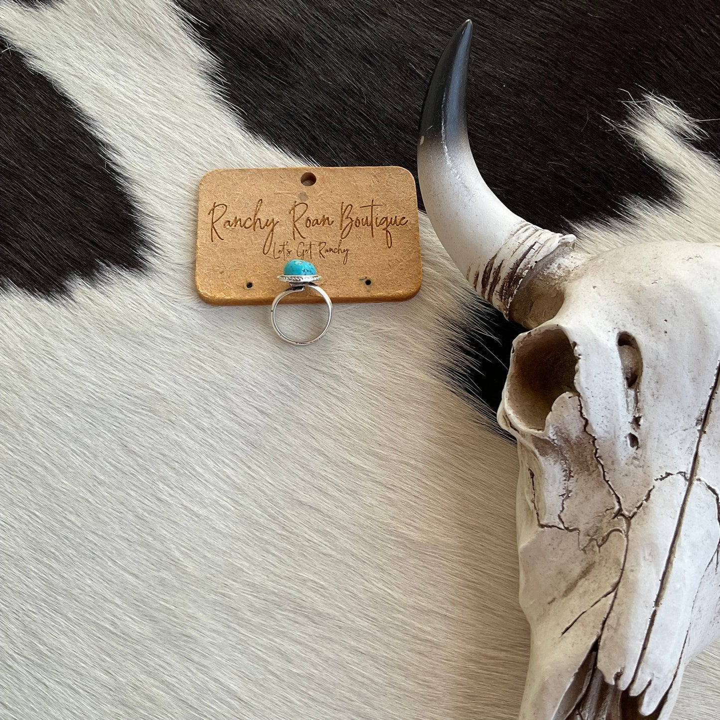 Natural Turquoise Adjustable Western Ring - Ranchy Roan Boutique 