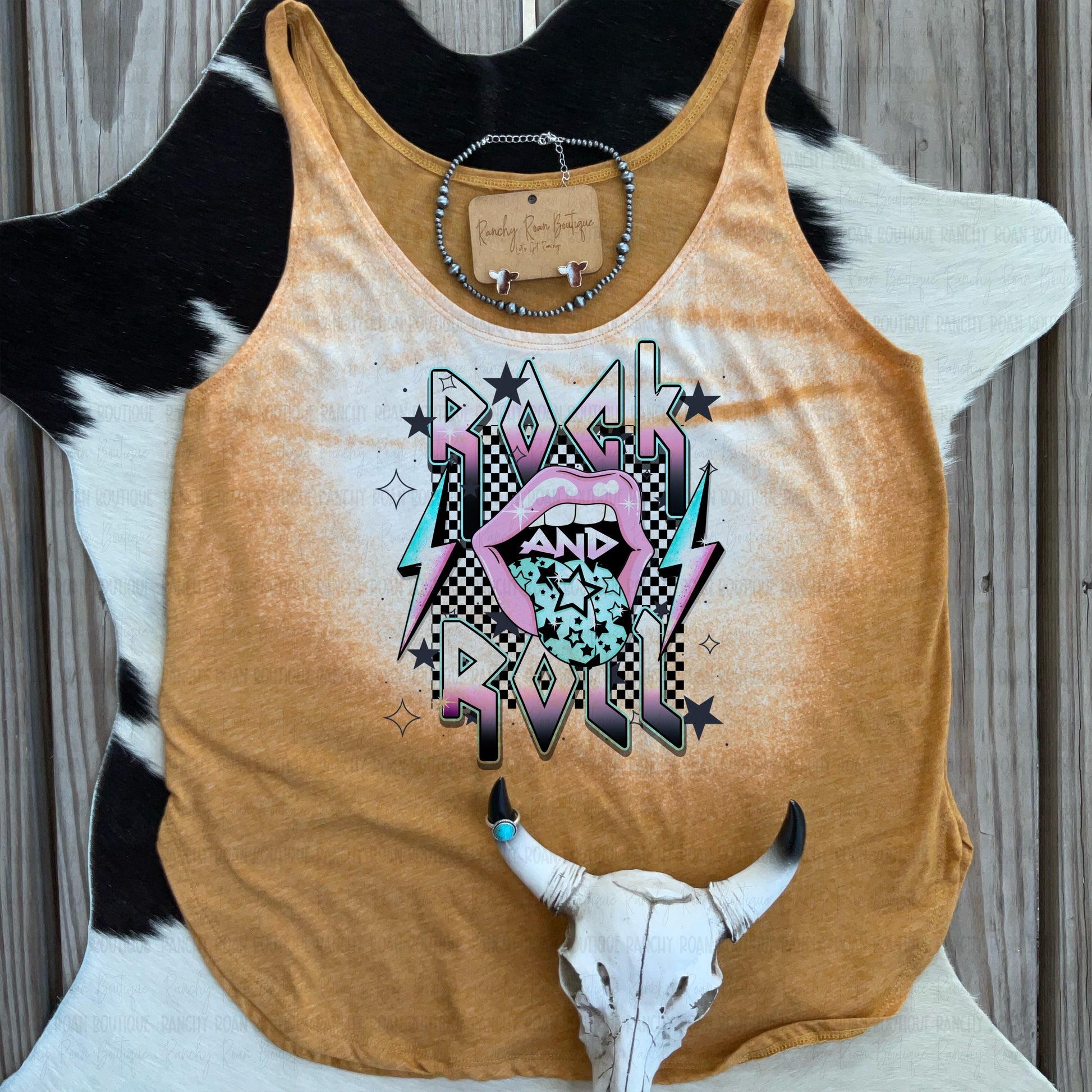 Retro Rock n Roll Western Tank Top - Ranchy Roan Boutique 