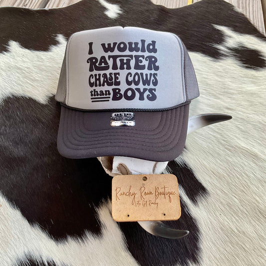 I’d Rather Chase Western Foam Trucker Hat - Ranchy Roan Boutique 