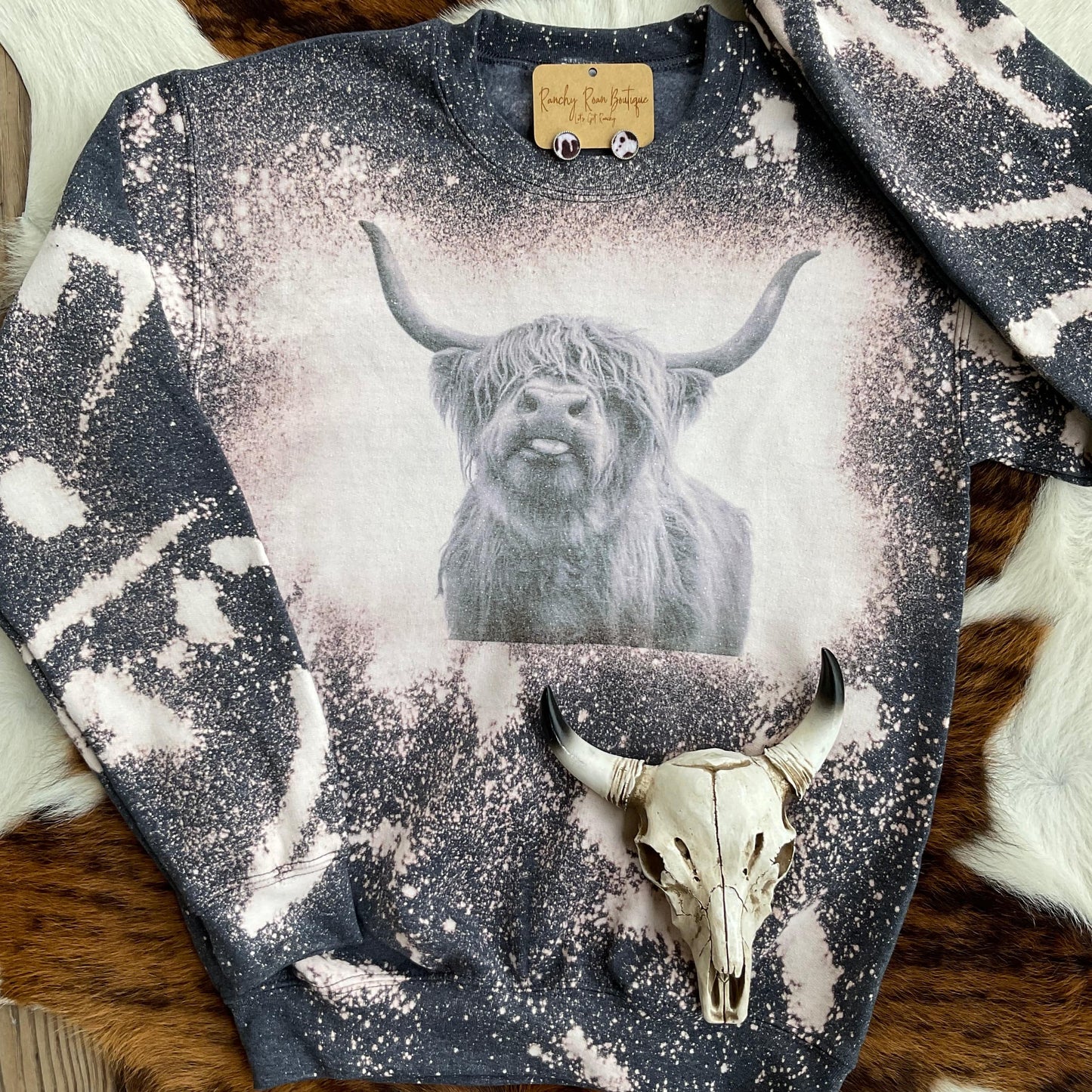 Boho Highland Cattle Sweatshirt - Ranchy Roan Boutique 