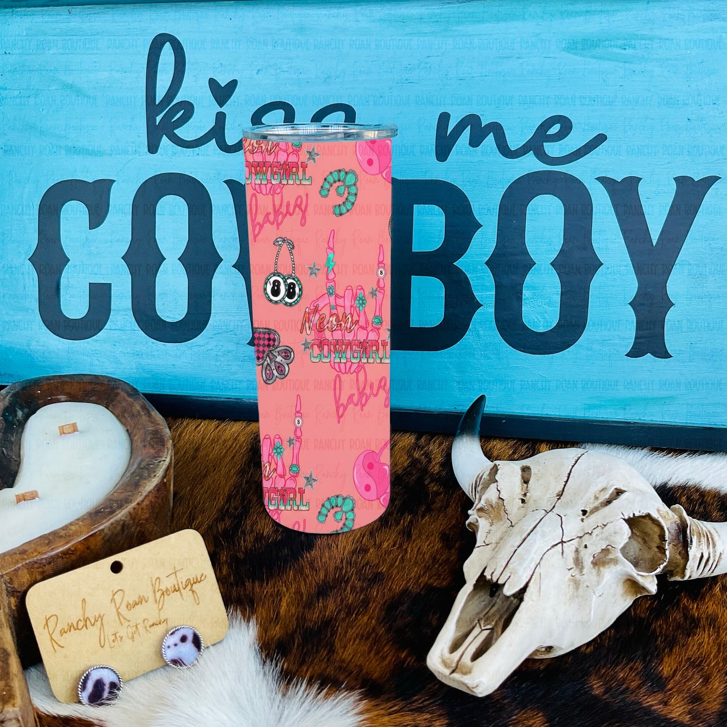 Neon Cowgirl Babe Western 20oz Skinny Tumbler
