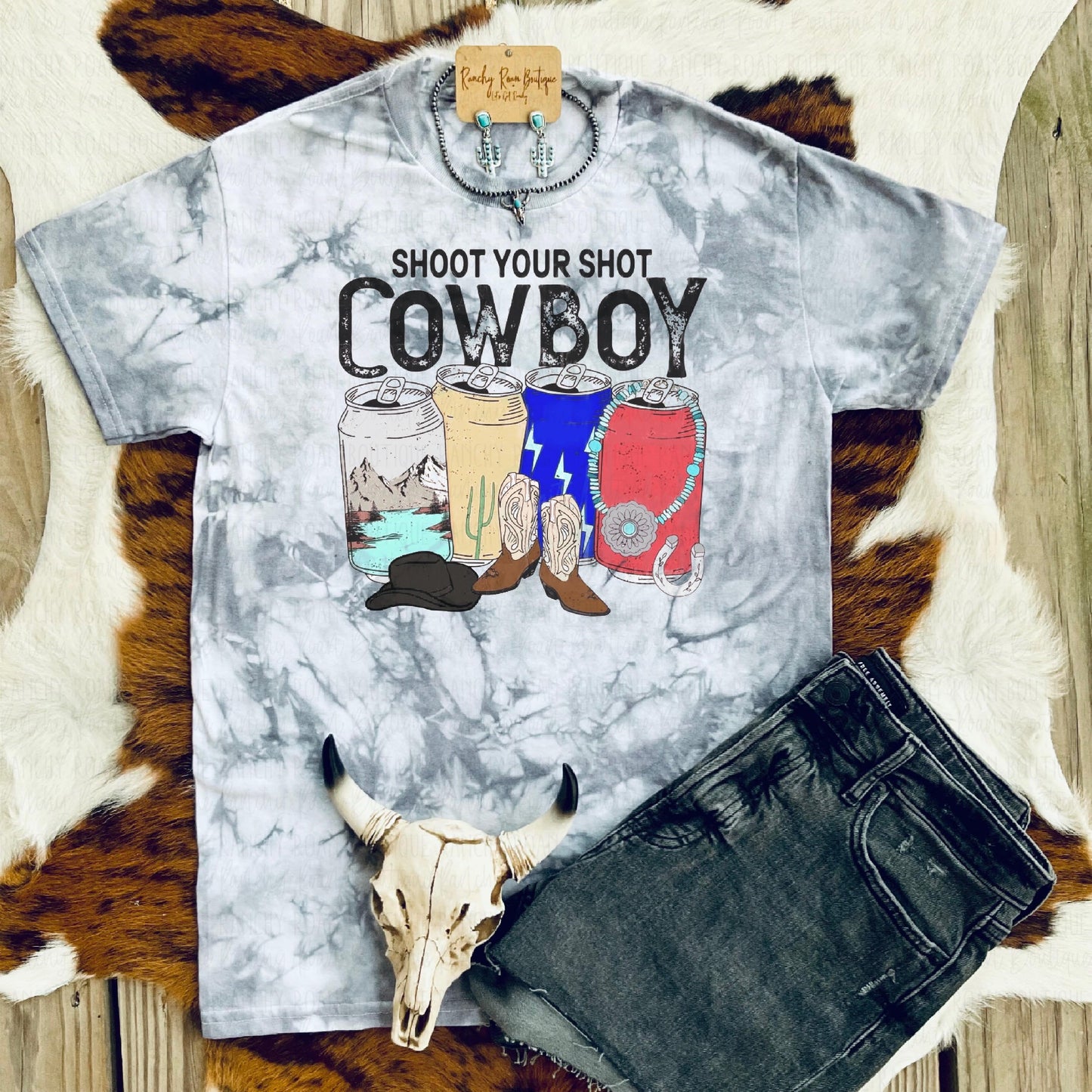 Shoot Your Shot Cowboy Western Tee - Ranchy Roan Boutique 