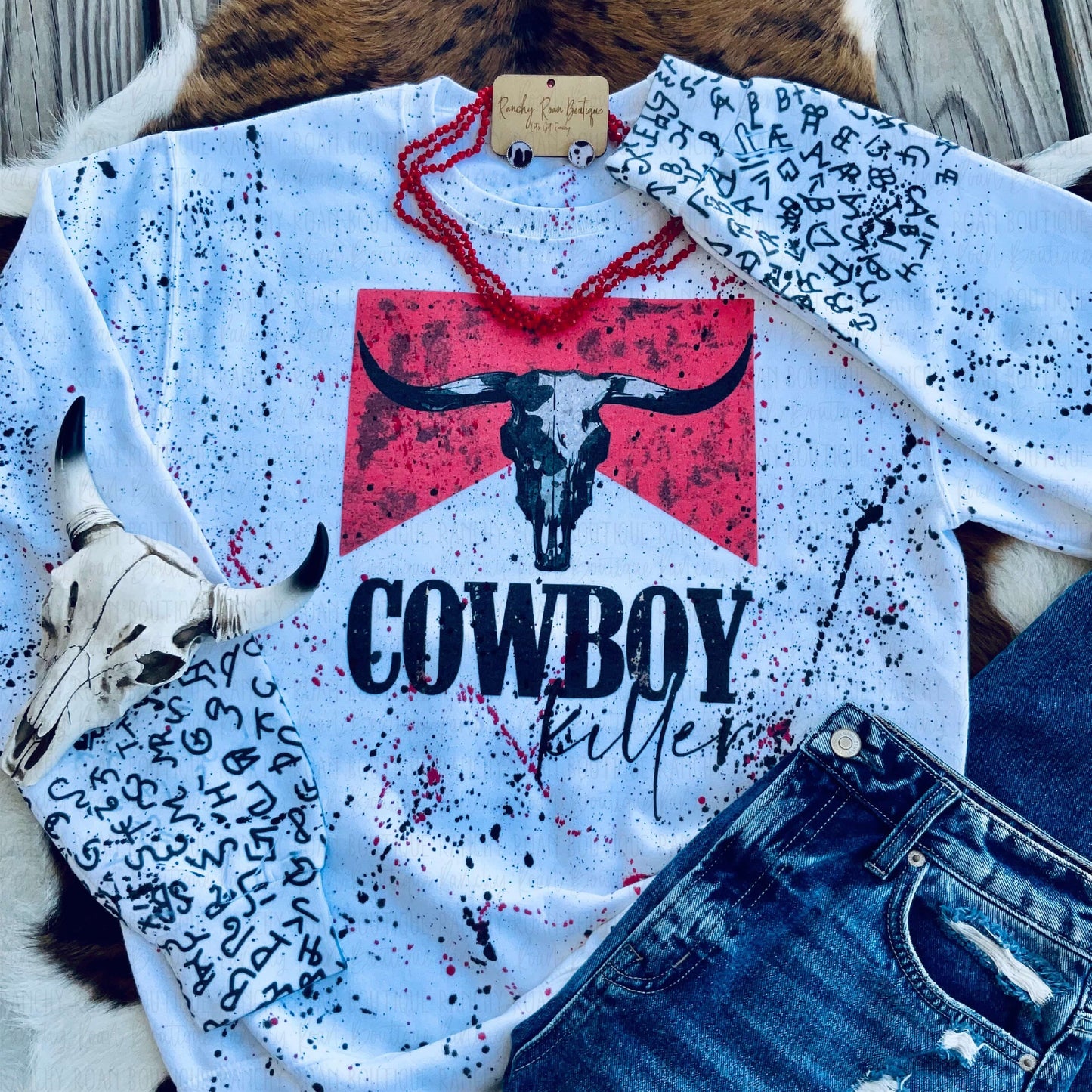 Distressed Cattle Cowboy Killer Western Sweatshirt - Ranchy Roan Boutique 