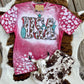 USA Turquoise Cow Print Western Tee - Ranchy Roan Boutique 