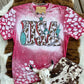 USA Turquoise Cow Print Western Tee - Ranchy Roan Boutique 