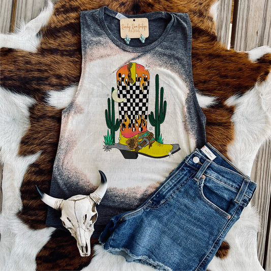 Midnight Rider Western Graphic Festival Muscle Tank - Ranchy Roan Boutique 