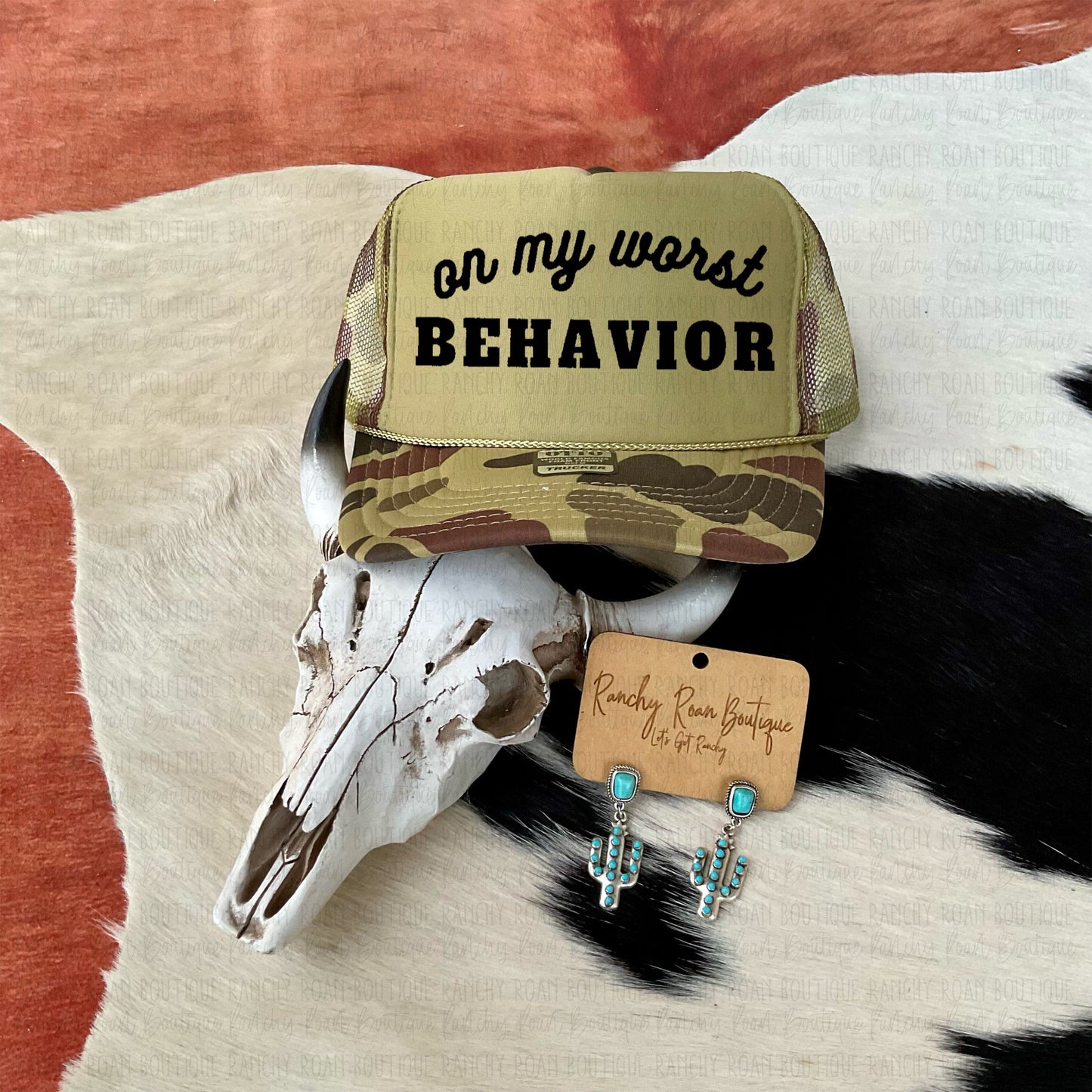 On My Worst Behavior Western Trucker Hat - Ranchy Roan Boutique 