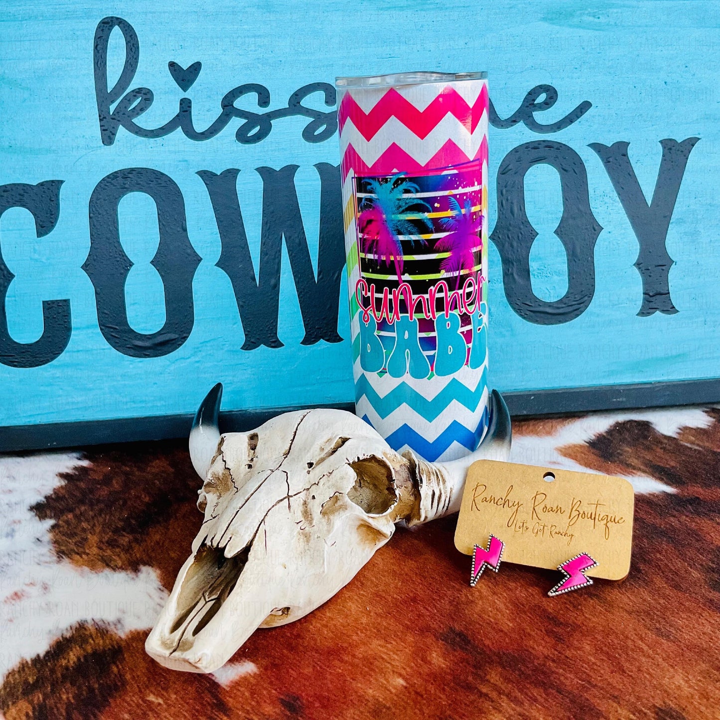 Summer Vibes Western Shimmer 20 oz Tumbler - Ranchy Roan Boutique 