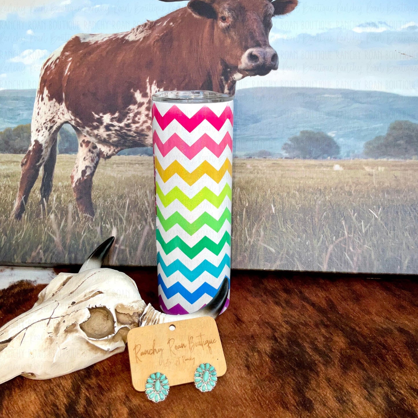 Chevron Neon Shimmer 20 oz Tumbler - Ranchy Roan Boutique 