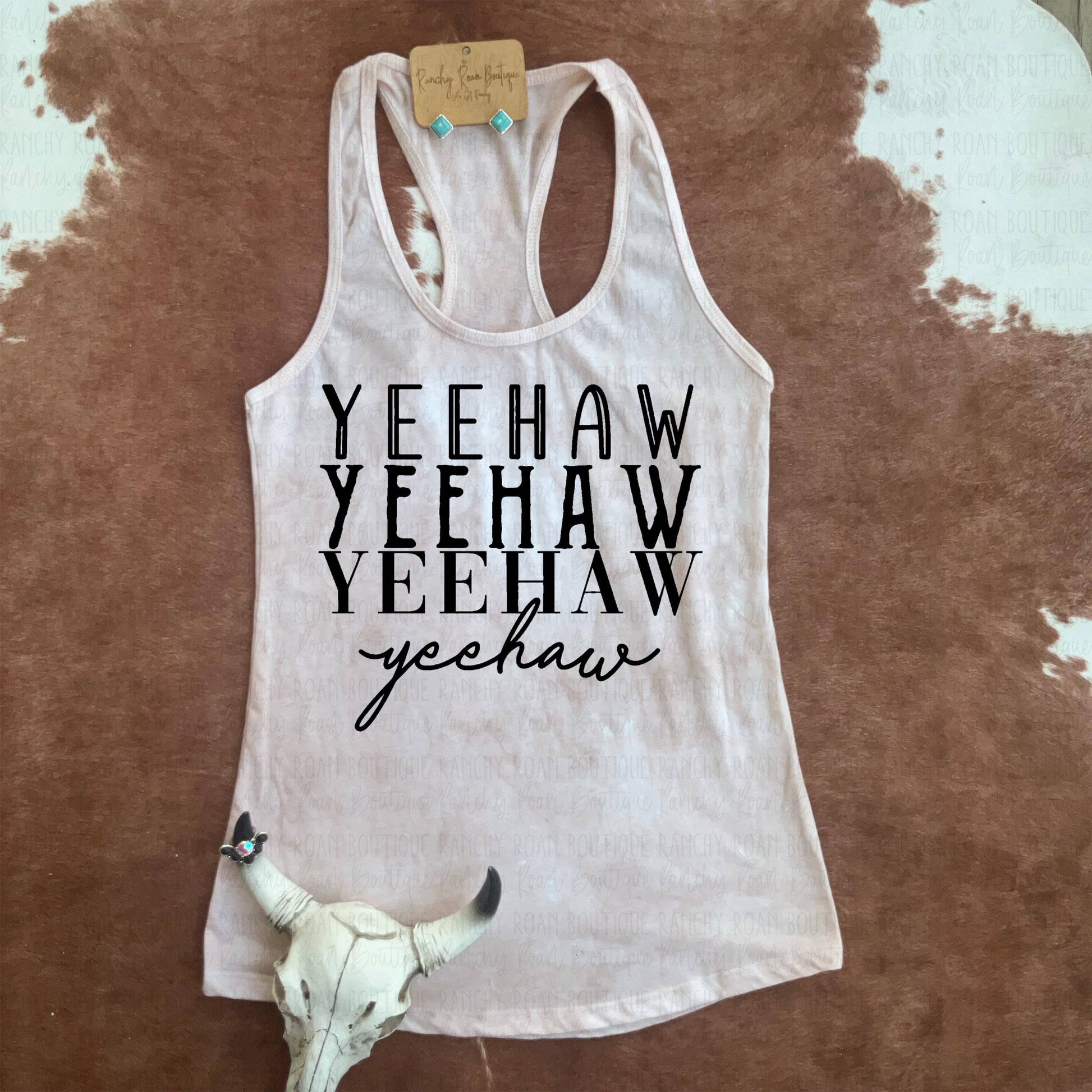 YEEHAW  Stacked Western Graphic Racerback Tank Top - Ranchy Roan Boutique 