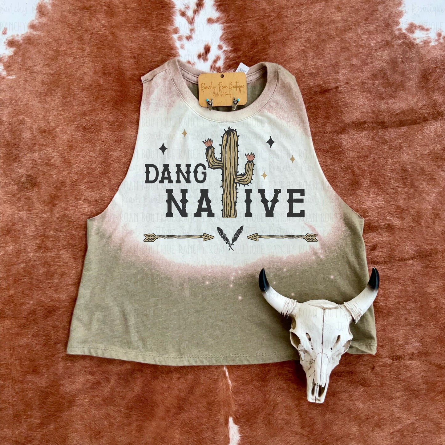 Dang Native Western Graphic Crop Top - Ranchy Roan Boutique 