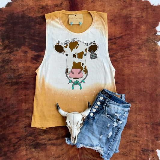 Life is Better With Some Cows Around Summer Festival Muscle Tank - Ranchy Roan Boutique 