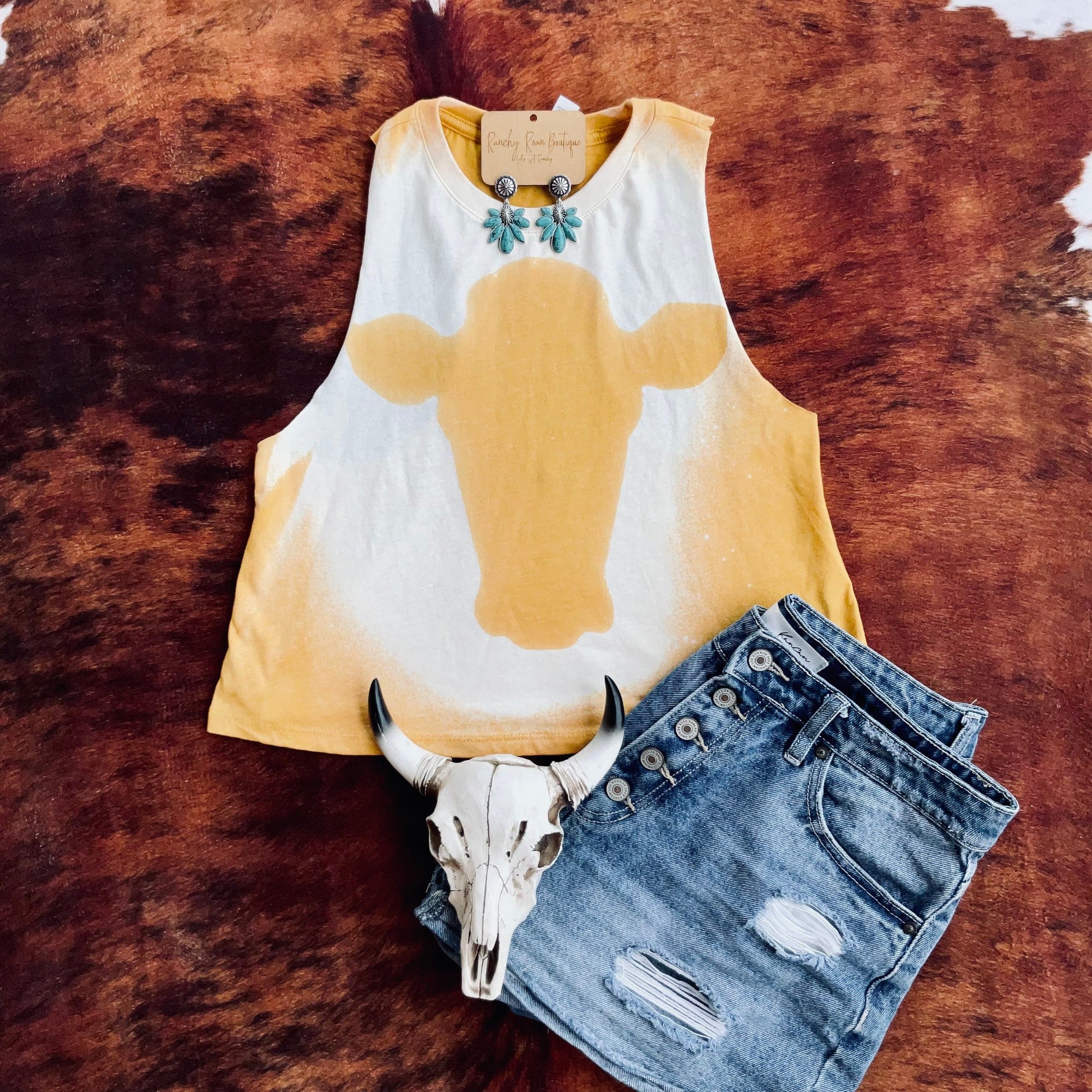 Steer Head Bleached Western Crop - Ranchy Roan Boutique 