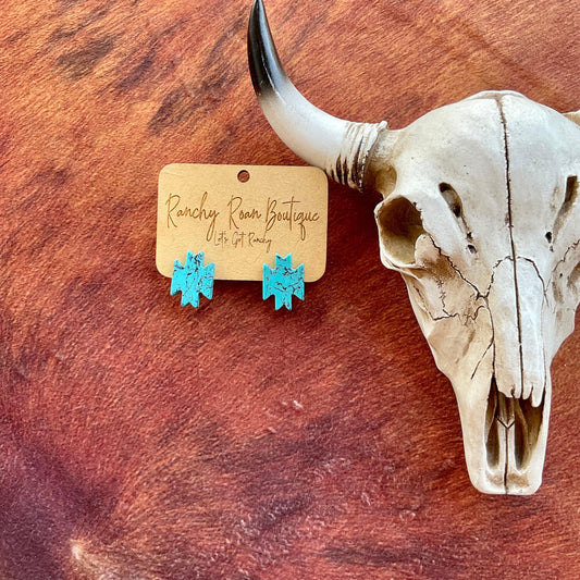 Western Aztec Stud Turquoise Earrings - Ranchy Roan Boutique 