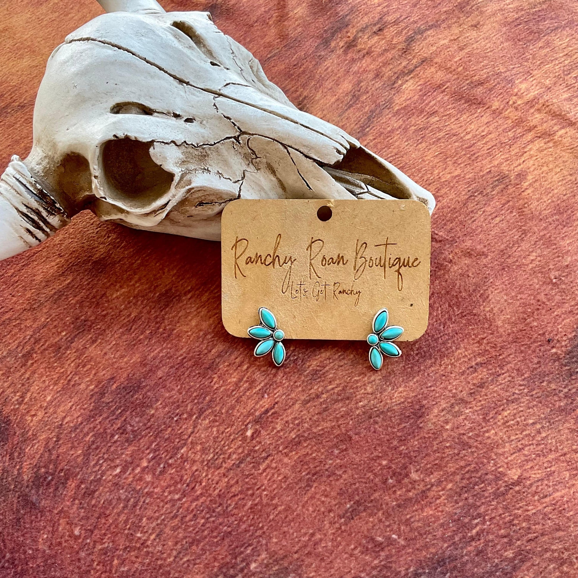 Western Design Stone Stud Earrings - Ranchy Roan Boutique 