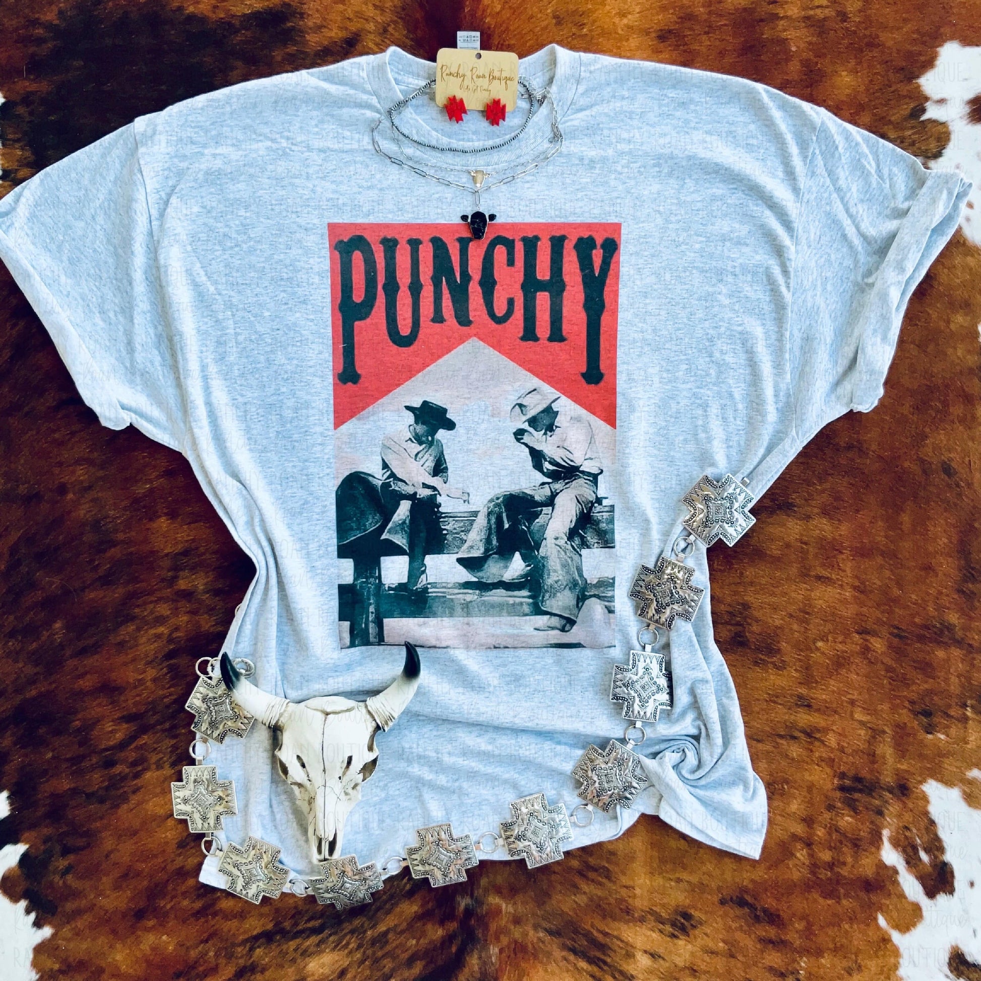 Punchy Cowboy Vintage Tee - Ranchy Roan Boutique 